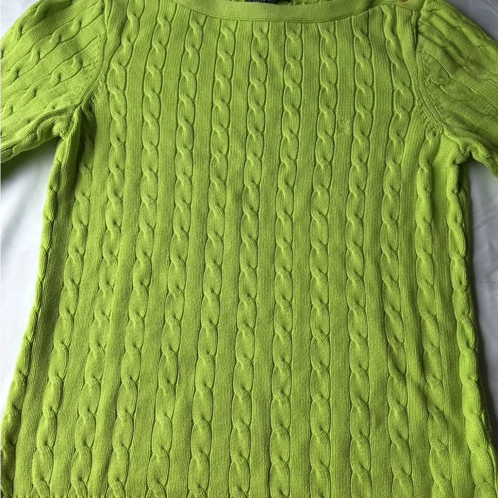 Lauren Ralph Lauren Lime Cable Knit Sweater - Picture 2 of 12